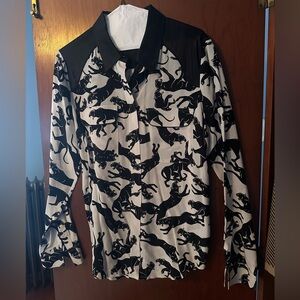 Anine Bing silk panther shirt